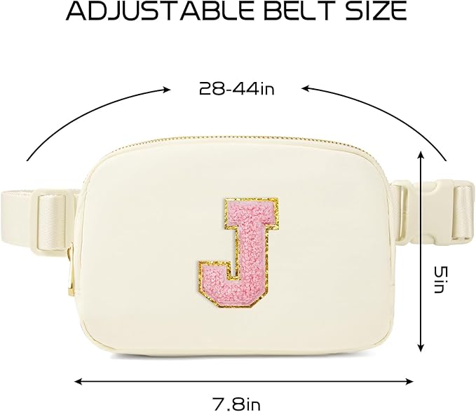 Gitus Personalized Gifts Birthday Gifts for Girls Fanny Pack Cross Body Bags with Initial Letter Preppy Stuff Gifts for Her Girlfriend Wife Sister Friends Mom (Ivory-J)