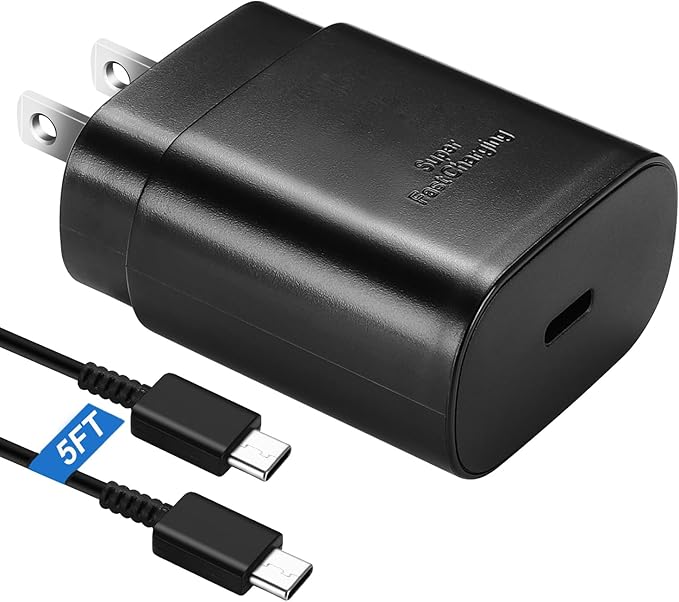 Super Fast Charger Type C Kit, 25W PD USB C Android Phone Charger Block & 5FT C Charger Cable Fast Charging Cord for Samsung Galaxy S24 Ultra/S24/S23 Ultra/S23/S22/S21/S20/Plus/Ultra/FE/Note 20/10