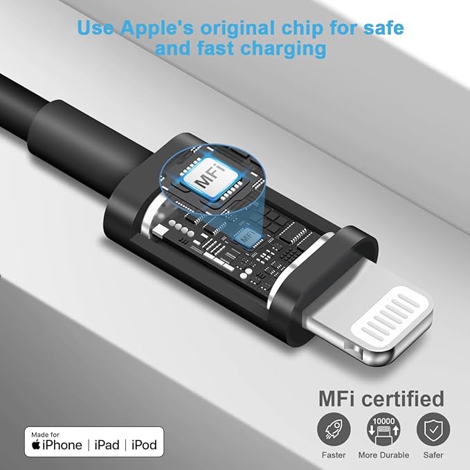 10FT iPhone 14 13 12 Charger Fast Charging 20W PD USB C Wall Charger with 10FT Fast Charging Cable Compatible iPhone 14/13/12/11/Pro/Pro Max/Mini/Xs Max/XR/X, iPad - Black