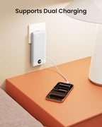 Portable Charger with Wall Plug, Slim USB C Power Bank with Built-in Cables, 10000mah LED Display External Battery Pack Compatible with iPhone/Android & More(White)