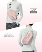 Inateck Sling Bag X, Multi-pocket Crossbody Shoulder Chest Bag with Adjustable Shoulder Strap, Water-resistant Waist Fanny Pack for Men, Women, Travel, Daily Use, Cycling, Hiking, Pink, Large