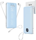 penaover Portable Charger with Built-in Cables&AC Wall Plug,Slim 10000mAh 22.5W Fast Charging Power Bank,5 Output 2 Input USB-C External Battery Pack Compatible with iPhones,Samsung,Android, etc