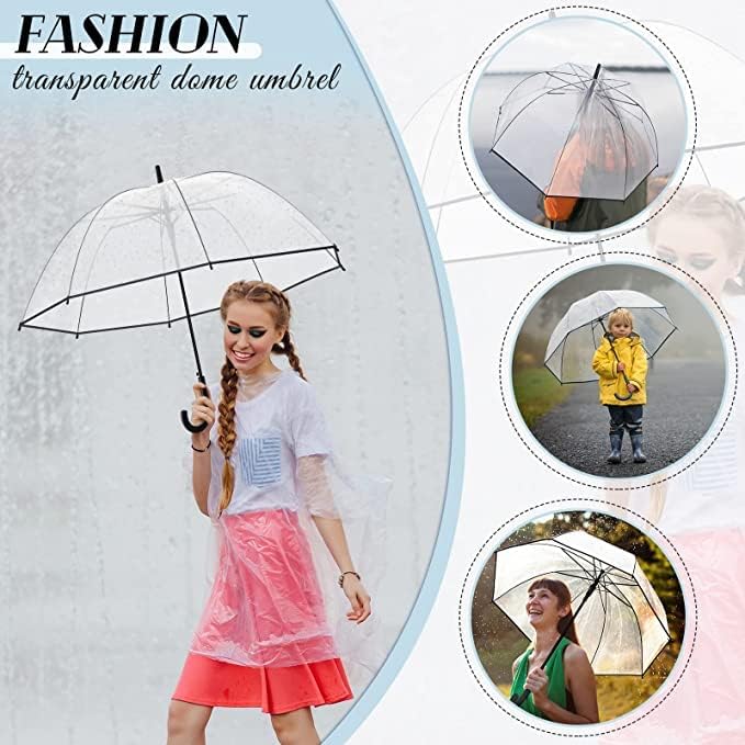 Clear Bubble Umbrella - Automatic Opening Clear Dome Umbrella with the Stylish J-Shaped Handle for Men and Women, Wedding, Outings and Large Group Gatherings, Graduations, Proms, or Daily City Walks