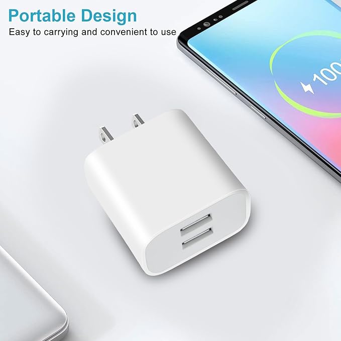 USB Wall Charger,4 Pack Dual Port Plug Adapter for Wall Outlet Charging Block, USB Power Adapter for iPhone 14/13/12/11 Pro/Pro Max, XS/XR/X,Galaxy, Pixel, Moto and Android Phones (White)
