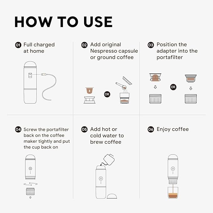i Cafilas Fast self-heating Portable Electric Espresso Coffee Maker, 2 IN 1 Extraction Espresso Machine, Support Ground Coffee and NS capsule, for Travel,Car,camping,Climbing（Green） Rich Crema