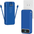 20000mAh Lightweight-Portable-Charger-Power-Bank with Built-in Cables and AC Wall Plug, PD20W USB-C Fast Charging Battery Pack, LED Display External Travel Phone Charger for All iPhone,Samsung,Android