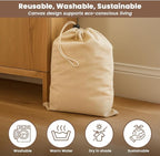 LFH Cotton Shoe Storage Bags with Drawstring, Dustproof Breathable Reusable Organizer, Perfect For Travel, Dorm, Hotel, College, Gym, Easy to Carry, Machine Washable 12"x17" (Pack of 2) - Natural