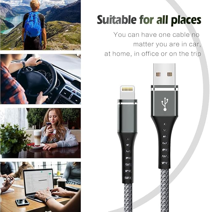 [Apple MFi Certified] iPhone Charger Fast Charging 3-Pack 3FT Lightning Cable Nylon Braided iPhone Charger Cord Compatible with iPhone 14 13 12 11 Pro Max XR XS X 8 7 6 Plus SE iPad and More 3FT