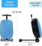 2-in-1 Ride-On Scooter Suitcase for Kids & Adults, 20” Foldable Hardshell Carry-On Luggage for Travel, Lightweight Kids Scooter Bag with Wheels