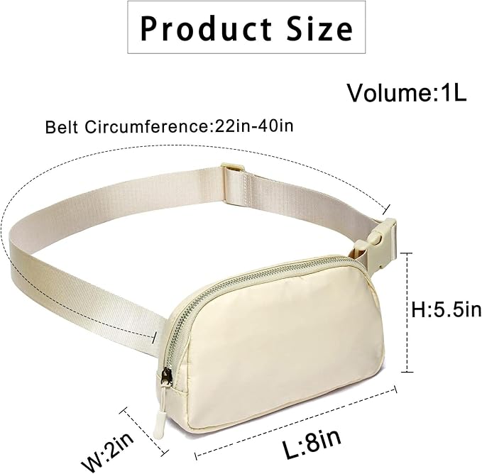 Amazerbst Belt Bag, Fanny Pack, Everywhere Belt Bag,40 Inch Adjustable Strap,for Women and Men,Waterproof