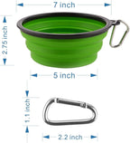 Large Collapsible Dog Bowls, 34oz Portable Foldable Travel Water Bowl Food Dishes with Carabiner Clip for Traveling, Hiking, Walking, 2 Pack (Purple+Green)
