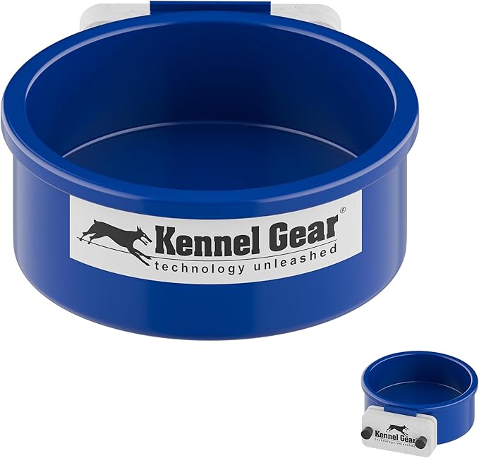Dog Crate Water Bowl No Spill, 20oz Food-Grade Polypropylene Feeder, Secure Crate Mount with Covered Parts, Travel-Ready & Easy to Clean (Blue)