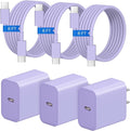 iPhone 17 16 15 Charger Fast Charging 3+3Pack 20W USB C Wall Charger with 6FT Fast Charging Cable Compatible with iPhone 17/17 Air/17 Pro/17 Pro Max/iPhone 16/15 Series, iPad Pro/AirPods -Purple