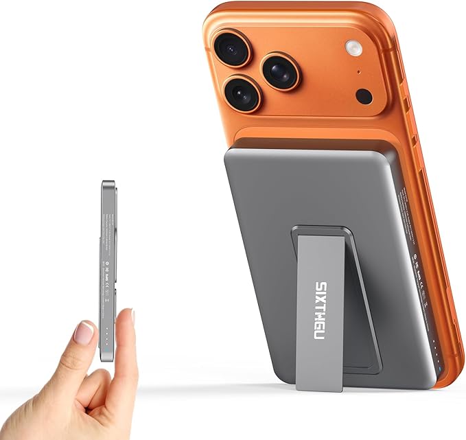 SIXTHGU Portable Charger, for Magsafe Power Bank with Foldable Alloy-Stand, 10000mAh Magnetic Battery Pack with 22.5W Fast Charging for iPhone 17/16/15/14/13/12 Series