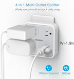 TESSAN Multi Plug Outlet Extender, Surge Protector Splitter with 4 Outlets Wall Charger, Multiple Expander for Travel, Home, College Dorm Room, Gray