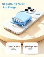 10000mAh Portable Charger with Built-in USB-C & Light-ning Cables, 22.5W Fast Charging Power Bank, Travel Battery Pack with LED Display for iPhone Samsung Android – Flight Approved