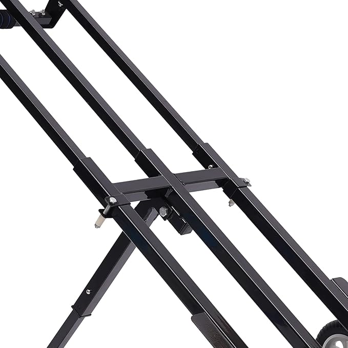 Folding Hand Truck Dolly Height Adjustable Steel Luggage Cart Trolley Cart Black MAX Load 460lbs Rubber Wheels for Moving,Shopping,Travel,Office Use