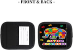 2 Pack Luggage Handle Wrap with Travel Tags - Non-Slip Protective Cover Soft Handle Grips Covers for Suitcase(Colorful Puzzle Autism Elephant)