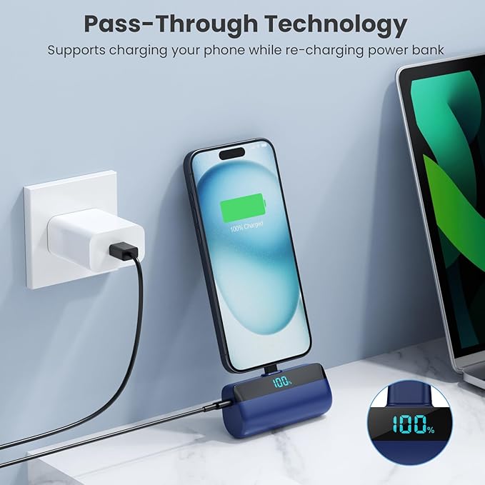 [2-Pack]Mini Portable Charger for iPhone 17/16/15,Upgraded 5500mAh PD Fast Charging USB C Power Bank,Travel Essentials Battery Pack for iPhone 17/17 Pro Max /Air/16/15 Series Galaxy Android-Black+Blue