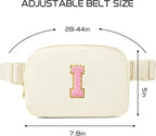 Gitus Personalized Initial Letter Fanny Pack Cross Body Bags Waist Pack Ivory