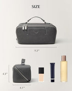 EACHY Travel Makeup Bag, Large Capacity Cosmetic Bag for Women, Waterproof PU Leather, Flat Open Portable Toiletry Bag for Skincare, Brushes & Travel Essentials