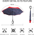 MRTLLOA 40/49/56 Inch Oversize Windproof Inverted Reverse Upside Down Umbrella, Golf Size Rain Umbrella, Double Layer, C-Shaped Handle for Men, Women and Kids