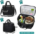 PetAmi Dog Travel Bag, Travel Pet Bag Organizer, Dog Food Travel Bag with Container Collapsible Bowls, Pet Travel Supplies Gift Accessories for Weekend Camping, Puppy Cat Diaper Bag, Black Large