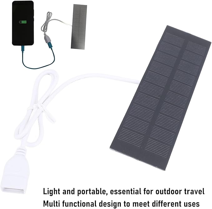 1W Portable Solar Panel, 5V USB Compact Solar Charger for Small Electronics Monocrystalline Silicon Mini Solar Panel Module for Camping Hiking Outdoor Adventures