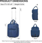 Hanke 16 Inch Underseat Carry On Luggage With Wheels, Small Rolling Suitcase Lightweight Under Seat Carry On Bag, Airline Approved Personal Item Overnight Softside Travel Luggage Bag,Blue