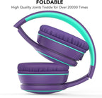 B10 Bluetooth Headphones Over Ear, 2 EQ Music Modes(Normal/Bass) and 50H Playtime Wireless Headphones with Mic, Lightweight Folding HiFi Stereo Headset for iPad/Travel/Tablet/PC/Home (Purple)