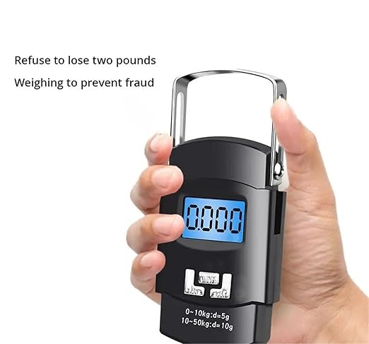 Luggage Weight Scale, Black 50kg Portable Electronic Portable Luggage Scale LCD Digital Display Screen Express Delivery Scale Hook Mini Scale,for Travel