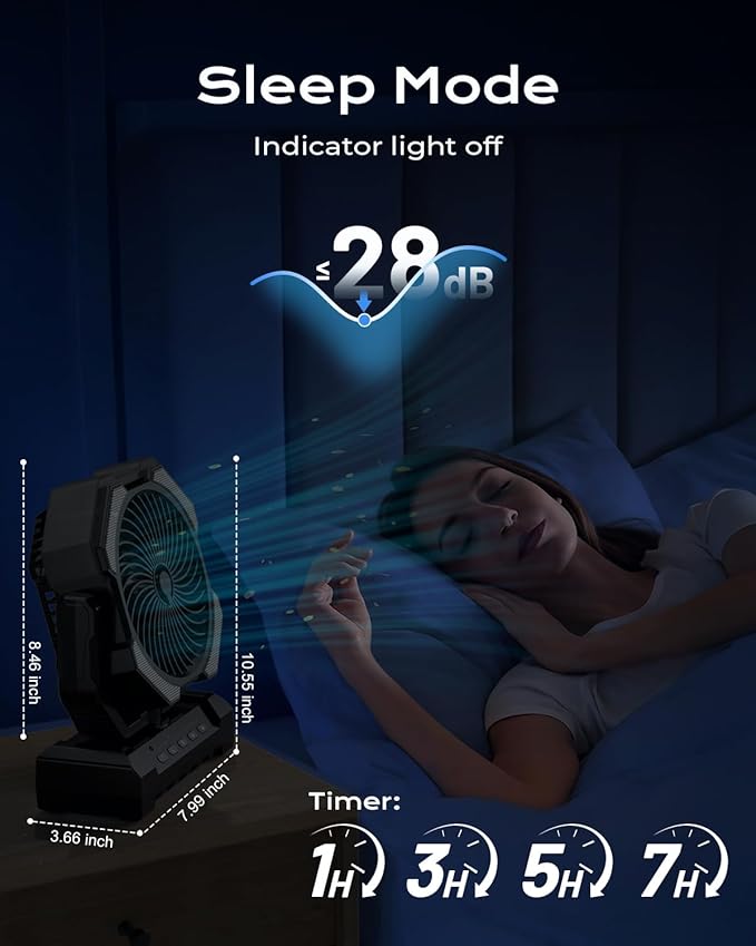 Misting Fan, Portable Camping Fans with 9oz Water Tank, 24000mAh Rechargeable Fan with 4 Speed, Battery Powered Fans with 120H Cooling, Last 5H Mist, 2 Mist Modes, Light, Outsides/Summer Essential