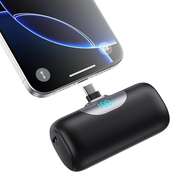 Mini Portable Charger for iPhone 17/16/15 Series,Upgraded 5500mAh PD Fast Charging USB-C Power Bank,Travel Pocket Size Portable Phone Charger for iPhone17/17Pro/17Pro Max/Air/16/15,Samsung,Android etc