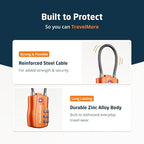 2 Pack TSA Approved Travel Combination Cable Luggage Locks for Suitcases & Backpacks - Orange