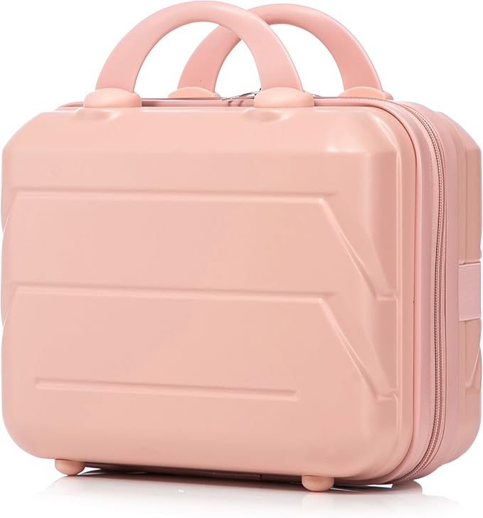 20 Inch Carry on Luggage with 14 Inch Cosmetic Case, 2 Pcs Hardshell Lightweight Durable Spinner Suitcase Set for Travel, Women, Men, TSA Lock, ABS, 20+14 Inch, Pink