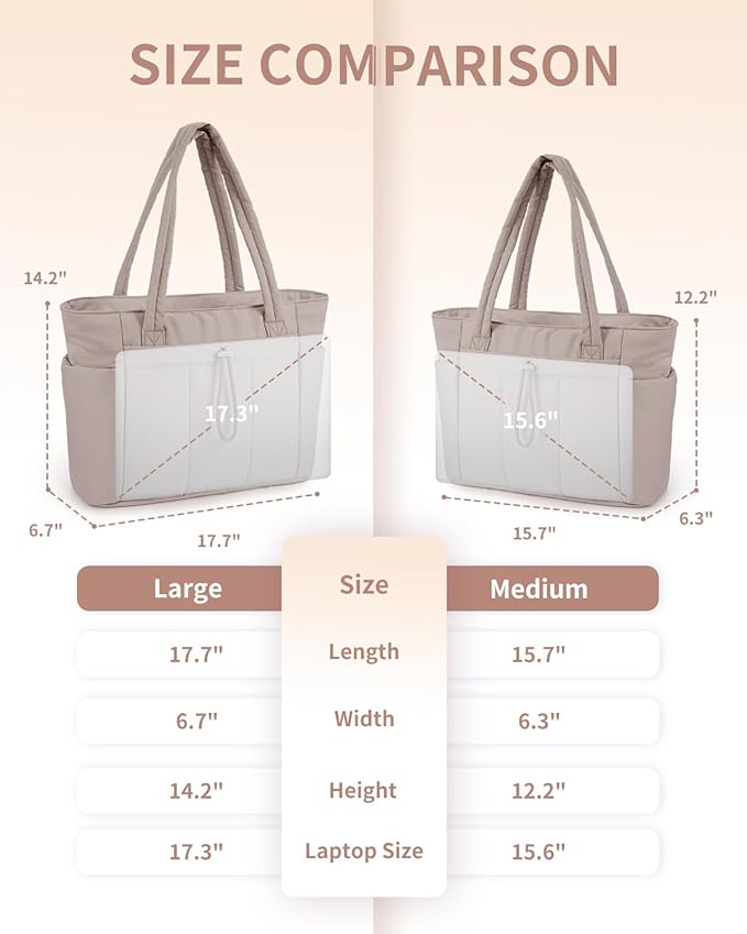 Wandering Nature Puffer Tote Bag with Cup Holder & Laptop Compartment & Trolley Sleeve for Travel, Work, Nurse, Women