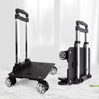 Backpack Trolley Wheeled Cart-Backpack Hand Truck with Luggage Strap,Aluminium Alloy Folding Trolley Cart for Bags Backpack Travel Luggage Cart