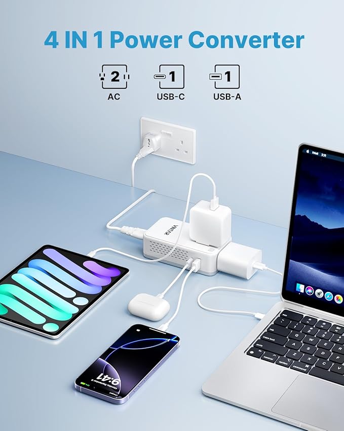 Mini 220V to 110V Converter for European Travel, VINTAR 200W Universal Travel Adapter Voltage Converter US to Europe, International Step Down Power Converter Adapter Combo for EU UK AUS India