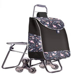 Hand Truck Cart, Folding Luggage Cart with Chair, Portable Grocery Shopping Cart, Large-Capacity Wheeled Trolley for Easy Transport