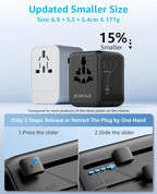 Universal Travel Adapter, International Travel Plug Adapter with 3 USB-C ＆ 2 USB-A Ports 45W, All in One Portable Socket, for USA, UK, EU, AU ＆ 224+ Countries (Black)