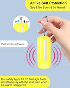 Personal Alarm for Women, Rechargeable with Safety Lights & Low Battery Notice, 130dB Siren with LED Flashlight Strobe Light for Emergency, Dual Light Sources Safety Keychain