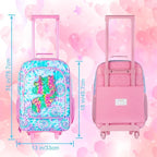 Kids Luggage for Girls, Cute Unicorn Suitcase Rolling with Wheels, Travel Carry on for Children Toddler Elementary - Pink