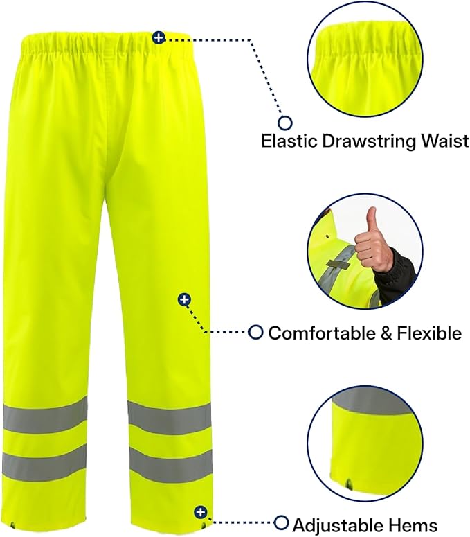 NORTHSKY Hi-Vis Reflective Rain Suit Waterproof Safety Rain Jacket Rain Gear for Men and Women Fishing Outdoor Work Raincoats