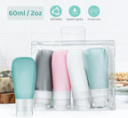 4 Pcs 60ml Travel Squeeze Bottles for Toiletries, Refillable Pvc Sample Bottles with Caps, Leakproof Dispenser Containers for Shampoo, Lotion, and Liquid Packing