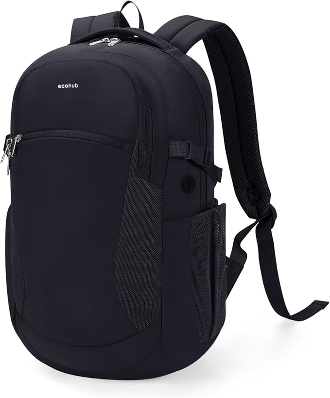 ECOHUB 17" Laptop Backpacks with Laptop Compartment Work Backpack Women Lightweight & Water Resistant Travel Backpack,Black
