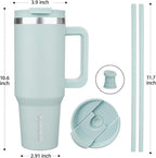 BJPKPK 40 oz Insulated Tumbler With Lid And Straw Stainless Steel Tumblers Cup With Handle For Women And Men,Blue Haze