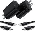Type C Charger, 2Pack 25W PD USBC Wall Charger Super Fast Charging Block& 3ft Android Phone Cable Cord for Samsung Galaxy S25 S24 S23 S22 S21 S20 (Plus Ultra)/Note 20 10 9 8/ S10 S9 S8 Black
