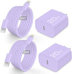 AISNI Fast Charger Block for iPhone 14 13 12 with 10 Foot Fast Charging Cable,MFi-Certified, 20W PD USB C i-Phone Charger 10 ft Compatible with iP14 Plus/14/13/12/11 Pro Max/XSMax (2-Pack Purple)