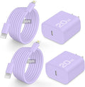 AISNI Fast Charger Block for iPhone 14 13 12 with 10 Foot Fast Charging Cable,MFi-Certified, 20W PD USB C i-Phone Charger 10 ft Compatible with iP14 Plus/14/13/12/11 Pro Max/XSMax (2-Pack Purple)