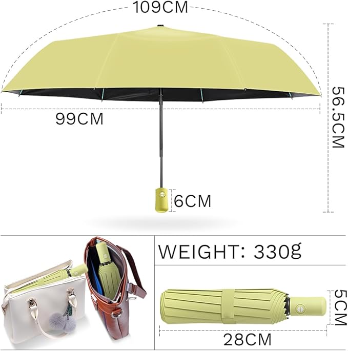 YINBAOGE Compact Travel Umbrella, Automatic Folding Windproof 8 Ribs, Lightweight Small Portable Parasol for Rain & Sun with UV Protection, Fits Car, Backpack, Purse, Men & Women
